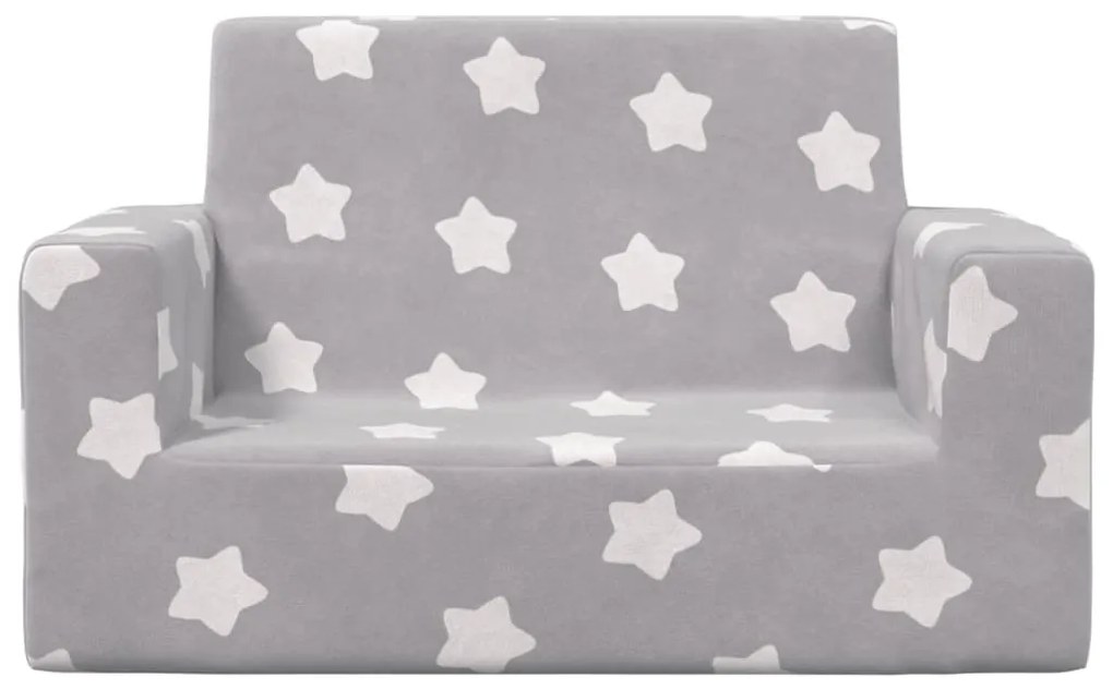 Divano per bambini 2 posti grigio chiaro stelle morbido peluche