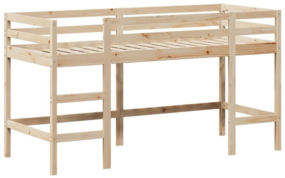 Letto soppalco con scala e tetto 90x190 cm legno massello pino