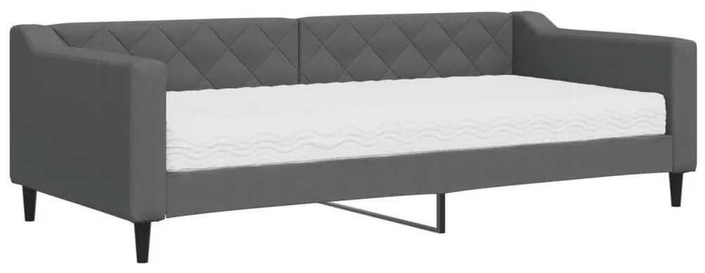 Divano letto con materasso grigio scuro 90x200 cm in tessuto