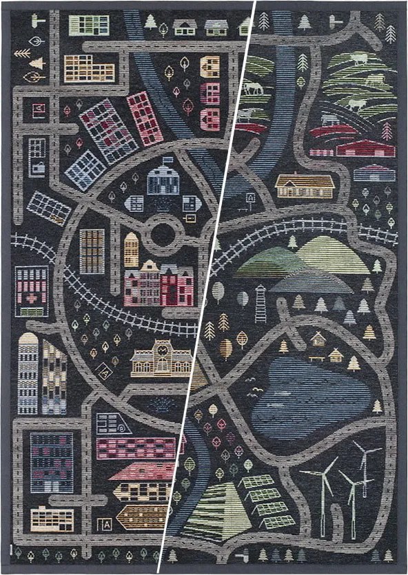 Tappeto nero reversibile per bambini , 140 x 200 cm Ülejõe - Narma