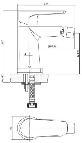 Cersanit S951-570 - Rubinetto del bidet MODUO nero