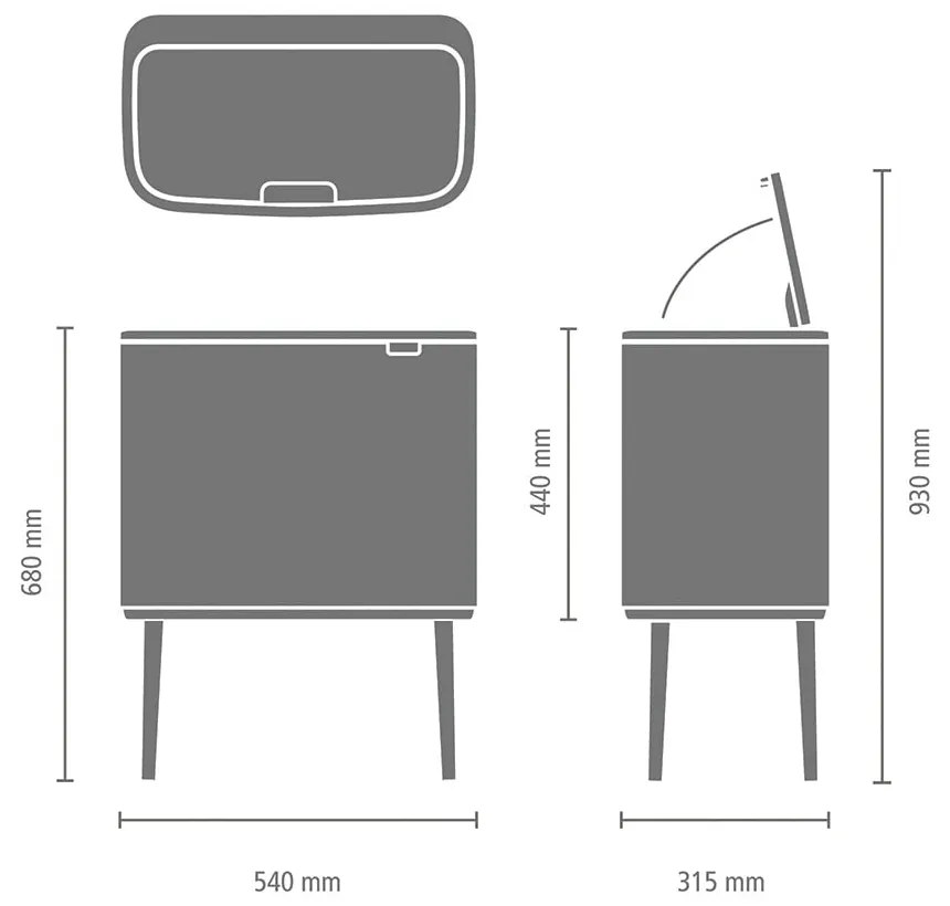 Cestino per la spazzatura in acciaio bianco per raccolta differenziata/touch 34 l Bo Touch Bin – Brabantia