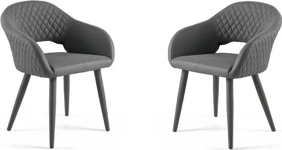 Sedia pranzo ecopelle Grigio - imbottita LIVING 2 sedie