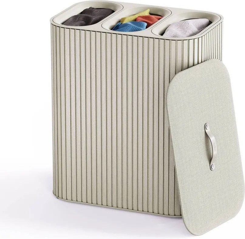 Cesta per il bucato beige in bambù 3x30 l Tota Trio Luxe – Joseph Joseph