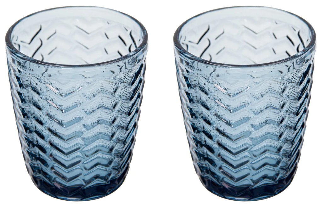 Set 2 bicchieri acqua vetro blu lavorato Milo