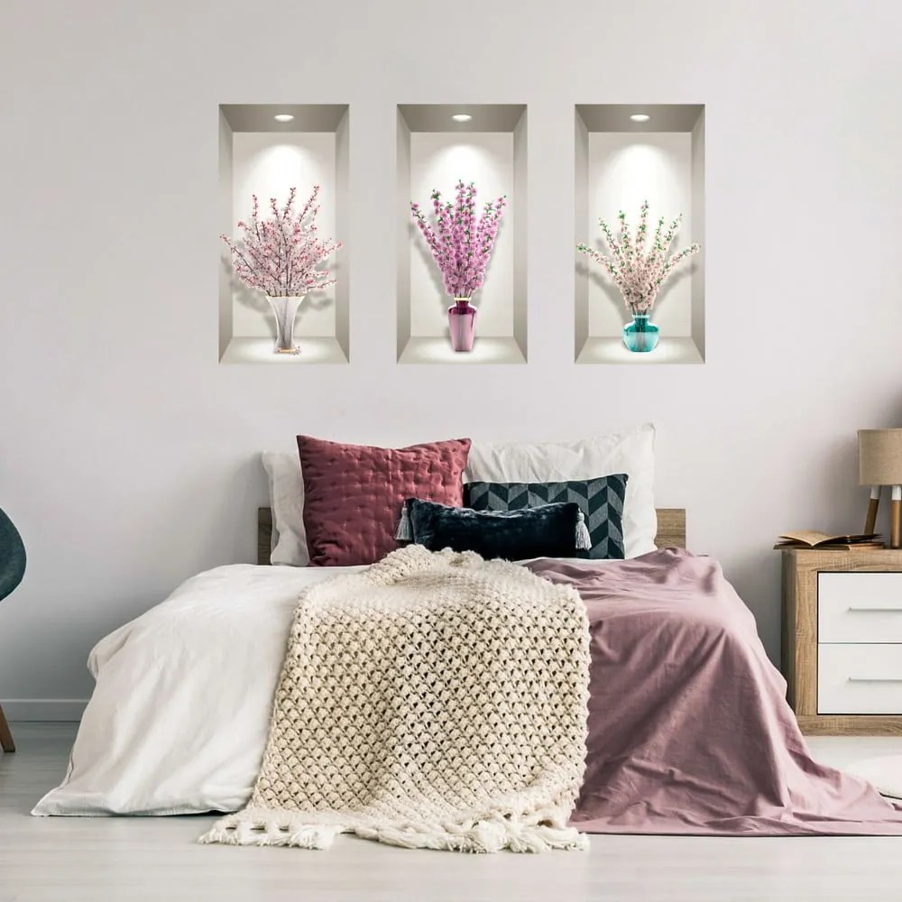 Set di 3 adesivi murali 3D Grappoli di ciliegie - Ambiance