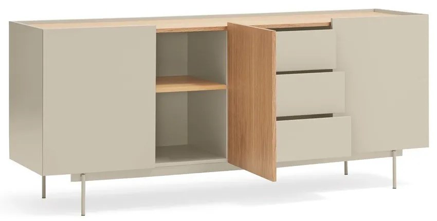 Cassettiera bassa beige/naturale in rovere 180x78 cm Otto - Teulat