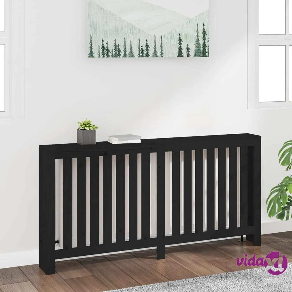 vidaXL Copertura Termosifone Nera 169x19x84 cm Legno Massello di Pino