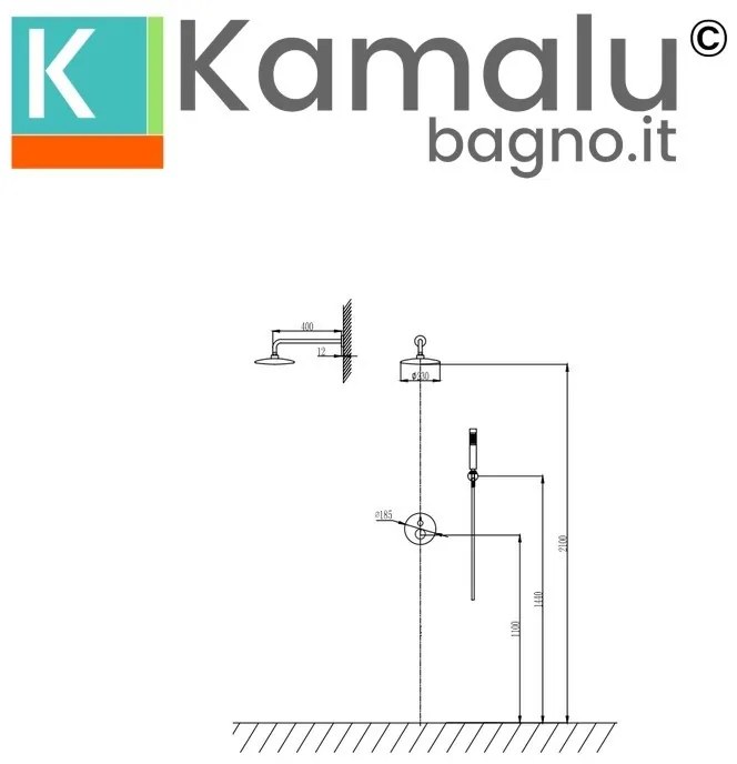 Kamalu - Set doccia a incasso finitura cromata con dettagli in marmo bianco | MARMO-BIANCO