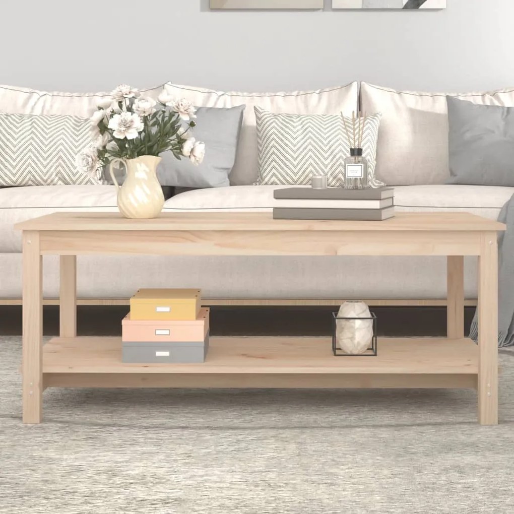Tavolino Da Salotto 110x55x45 Cm Legno Massello Di Pino /