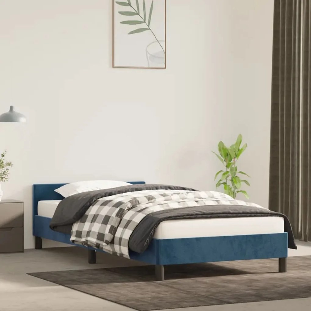 Giroletto Senza Materasso Blu Scuro 100x200 Cm İn Velluto /