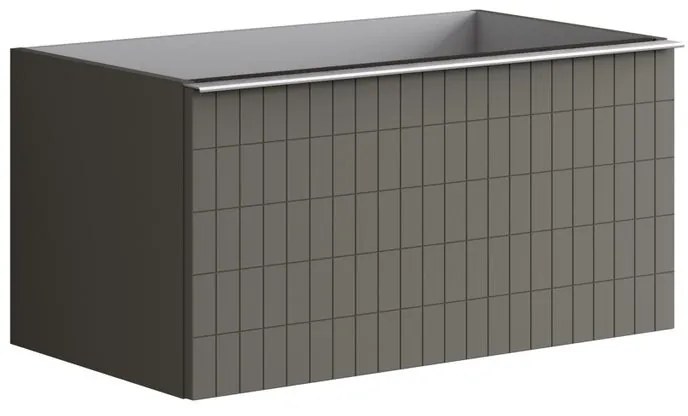 Mobile da bagno sotto lavabo Pixel grid grigio carbone e maniglia alluminio brillante laccato L 80 x H 40 x P 45.5 cm 2 cassetti, lavabo non incluso