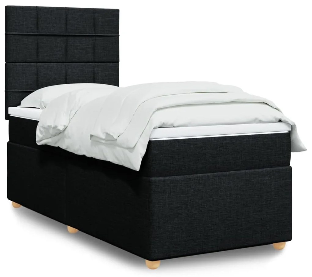 Giroletto A Molle Con Materasso Nero 90x190 Cm İn Tessuto /