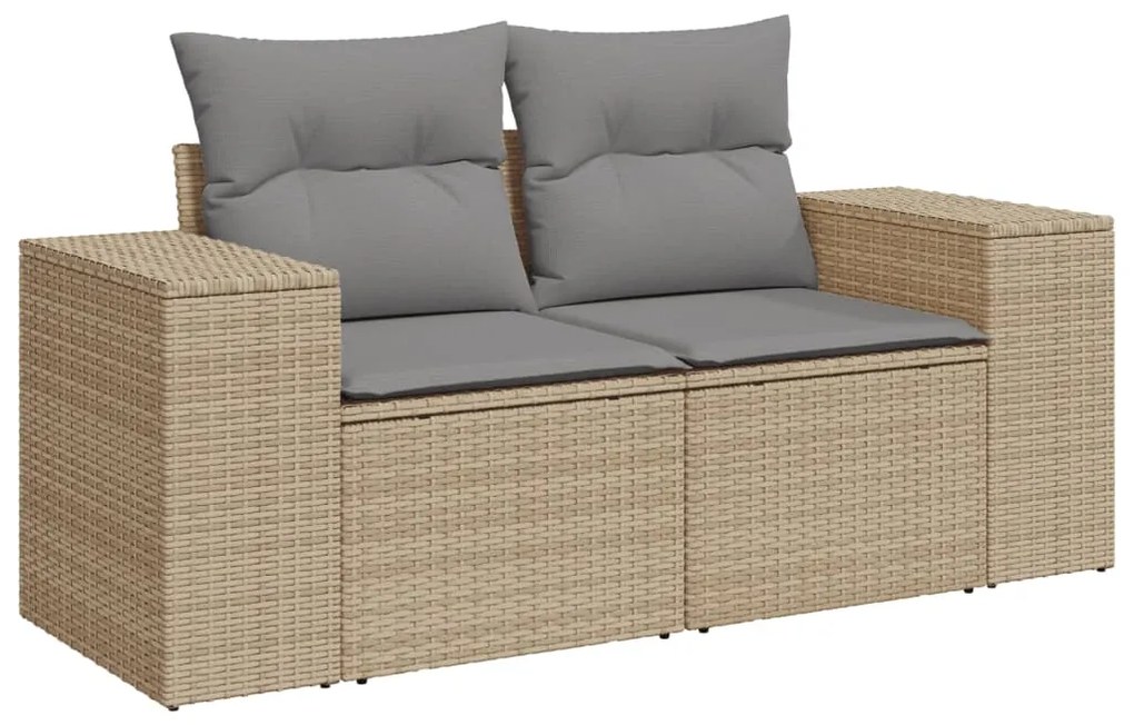 Set divano da giardino 5 pz con cuscini beige in polyrattan