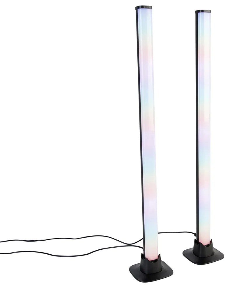 Lampada da tavolo nera incl. LED con telecomando e RGB - Arnold