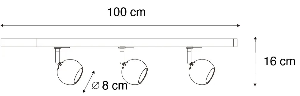 Sistema di illuminazione a binario moderno con 3 faretti oro 1 fase - Iconic Gissi