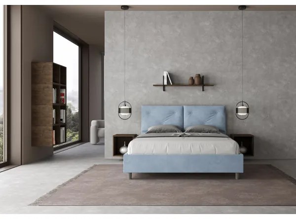 Letto contenitore da 160x190 in microfibra azzurro Appia