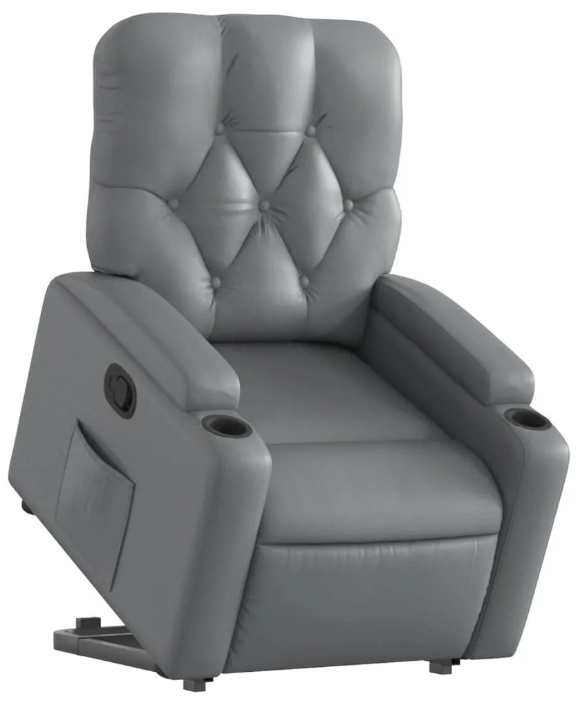 Poltrona alzapersona reclinabile grigio in similpelle