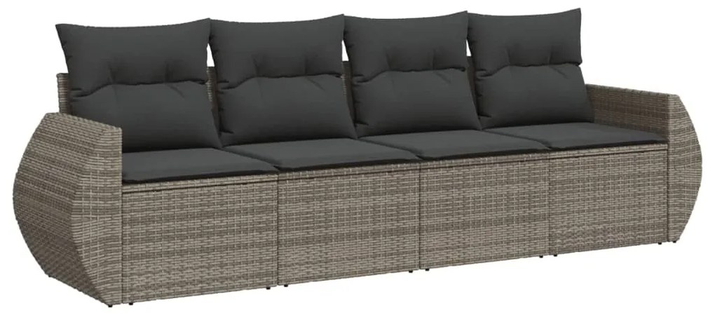 Set Divani da Giardino 4 pz con Cuscini in Polyrattan Grigio