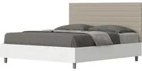 Letto Matrimoniale 160x190 cm struttura bianco frassino testata Bur - Similpelle,Tortora,Con rete