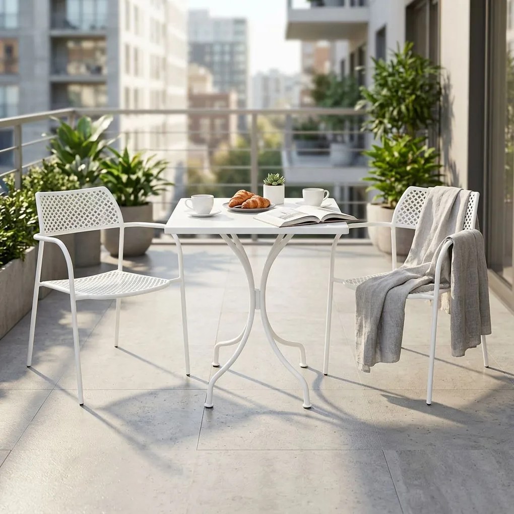 ROMANUS - set tavolo in metallo cm 60 x 60 x 72 h con 2 poltrone Aviim