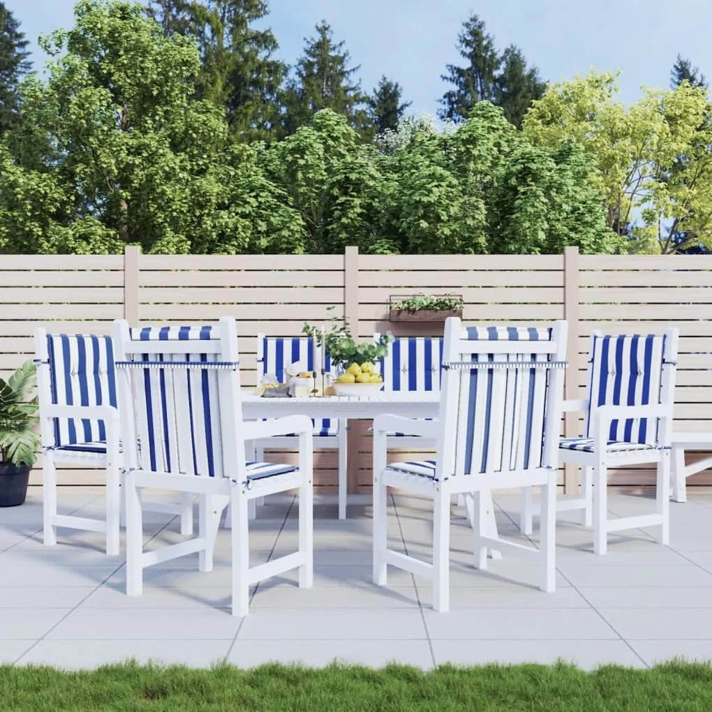 Cuscini Sedia Schienale Basso 6pz Strisce Bianche E Blu Tessuto /