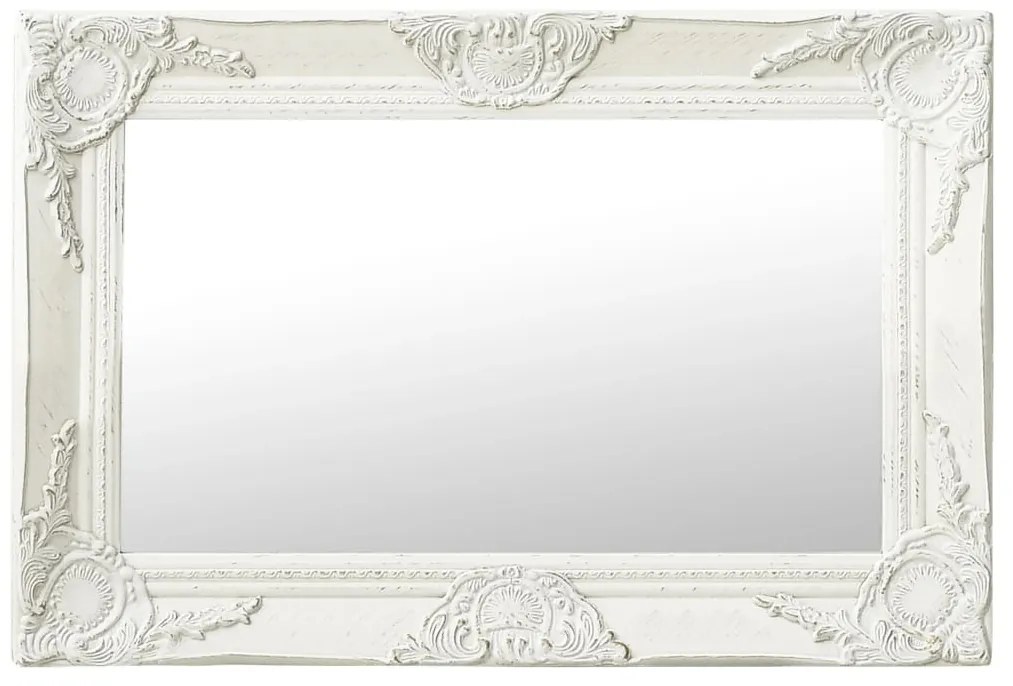 Specchio Da Parete Stile Barocco 60x40 Cm Bianco /
