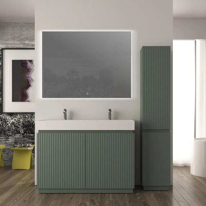Mobile da bagno sottolavabo Cortina L120 X P45 X H 79cm, cannettato,  verde opaco