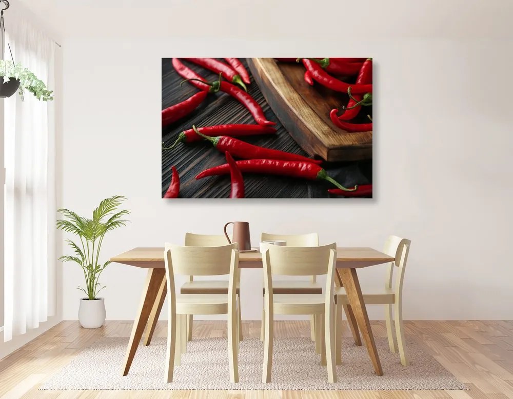 Quadro su tela – Tavola con peperoncini