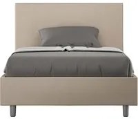 Letto una piazza e mezza contenitore imbottito 120x200 similpelle tortora Adele