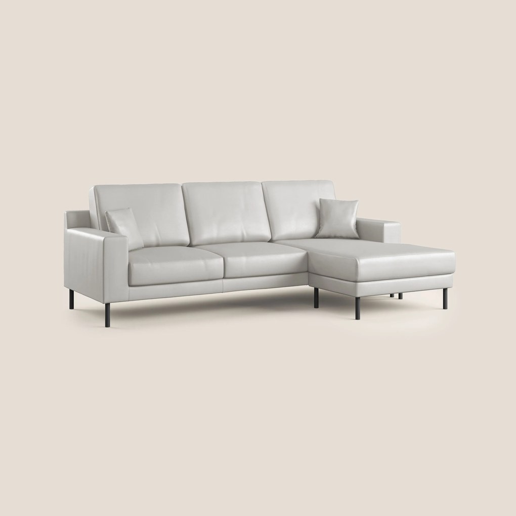 Uranio divano angolare moderno REVERSIBILE in Ecopelle impermeabile T04 grigio chiaro