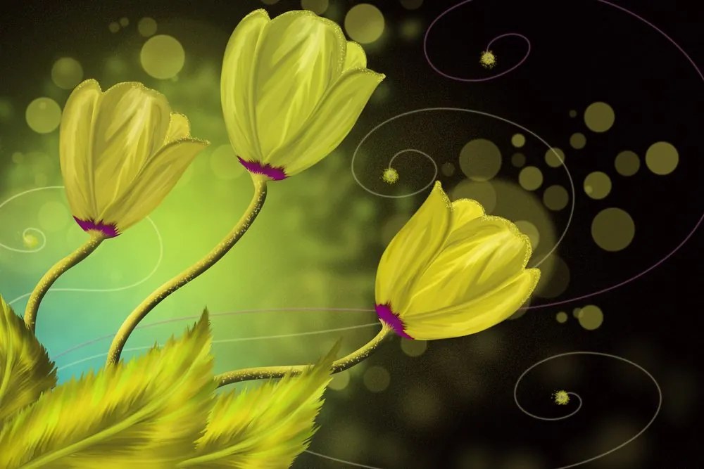 Quadro su tela – Fiori d'oro