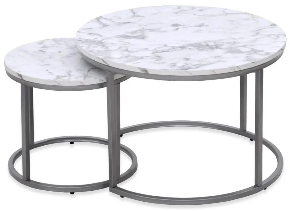 SET 2x Tavolino PAOLA diametro 38/60 cm grigio/marmor decor