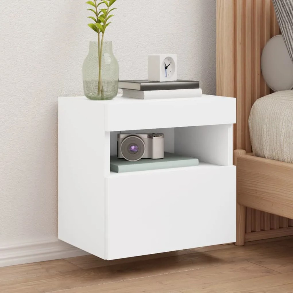 Mobile Tv A Parete Con Luci Led Bianco 40x30x40 Cm /