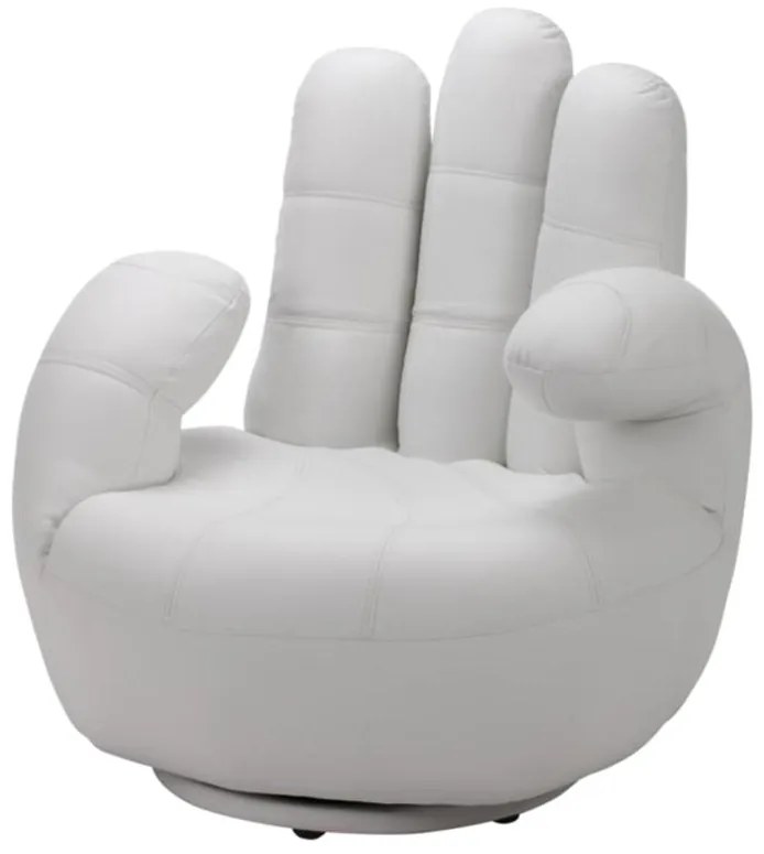 Poltrona a forma di mano girevole in similpelle Bianco - CATCHY