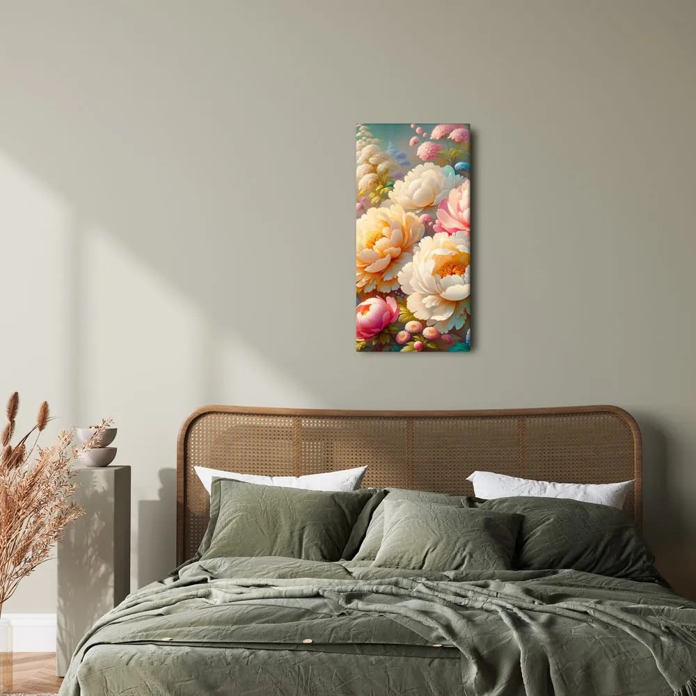 Quadro su tela – Peonie colorate in piena fioritura