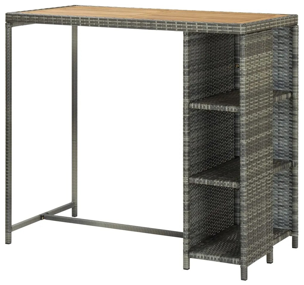 Tavolo da bar con ripiani grigio 120x60x110 cm in polyrattan