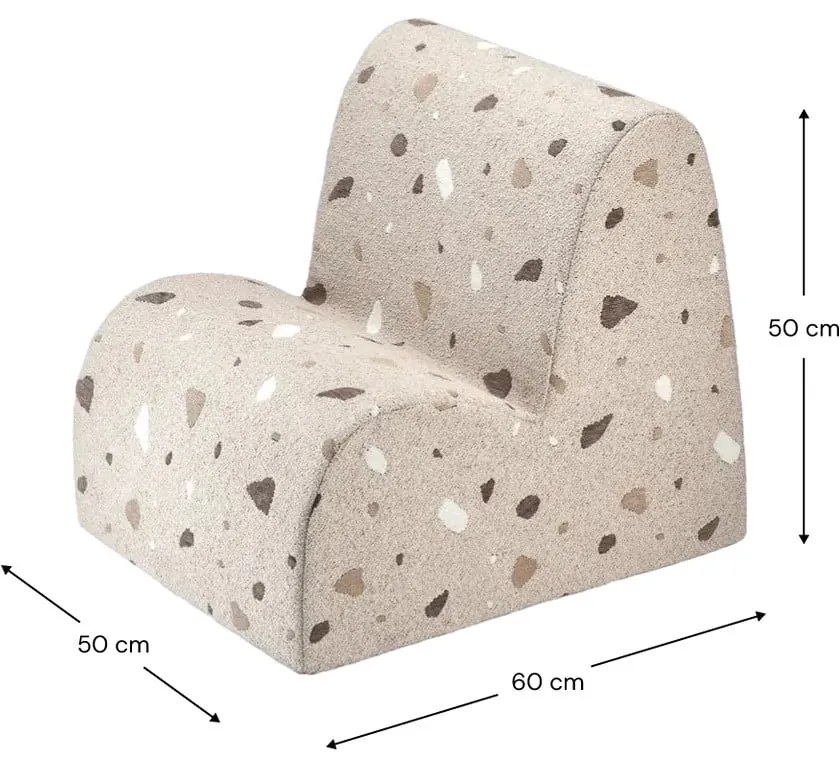 Poltrona per bambini marrone chiaro con rivestimento in bouclé e ciniglia Terrazzo Cloud – Wigiwama