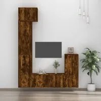 Set di Mobili Porta TV 5 pz Rovere Fumo in Legno Multistrato 3188803