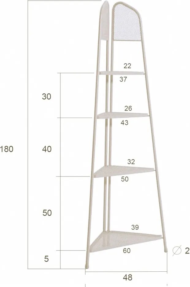 Mensola angolare in metallo beige chiaro per balcone, altezza 180 cm MWH - Garden Pleasure