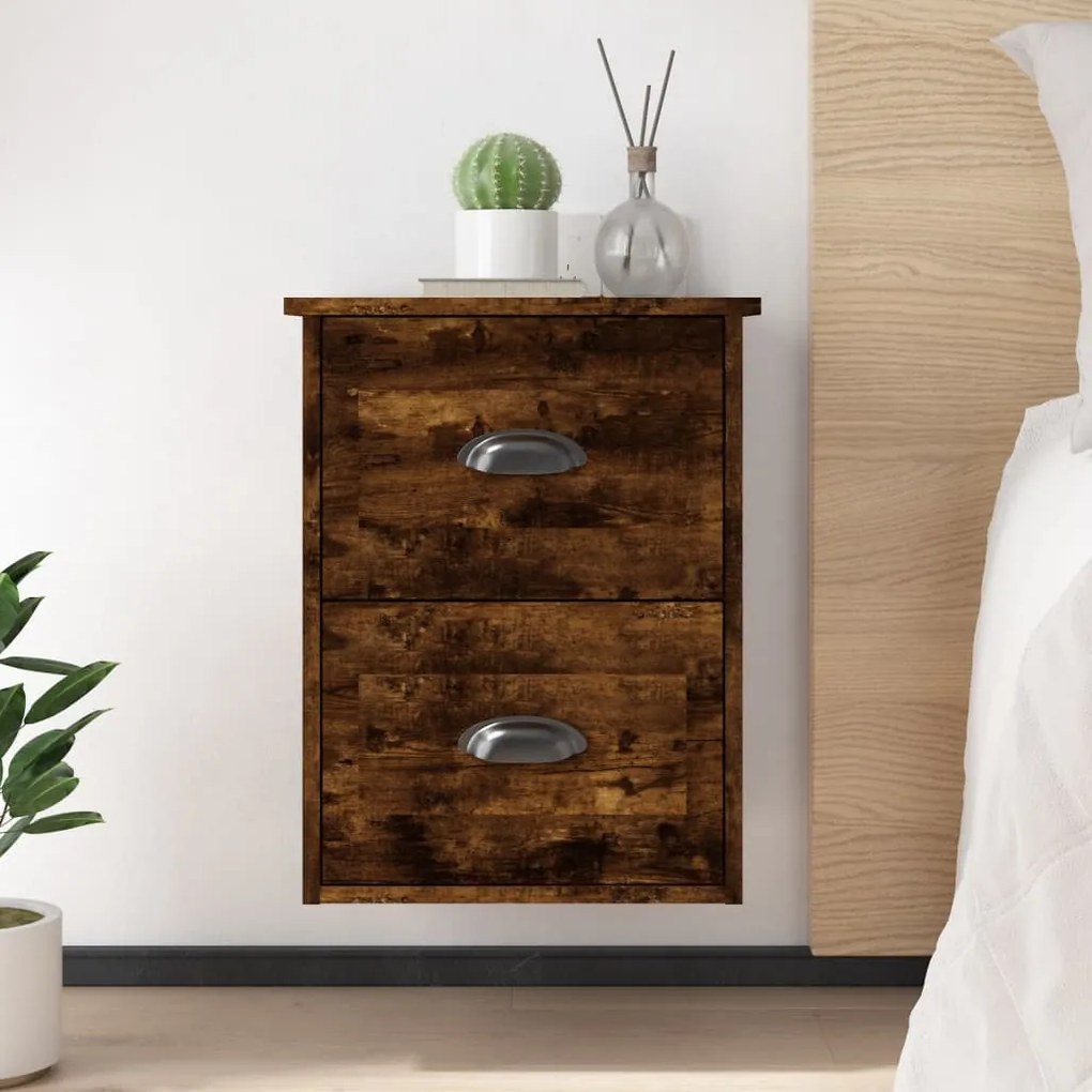 Comodino A Parete Rovere Fumo 41,5x36x53 Cm /