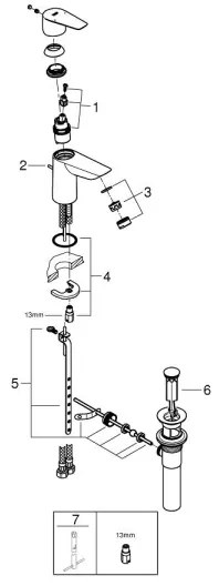 GROHE 32819001 - Miscelatore per lavabo BAUEDGE 147 mm cromo lucido
