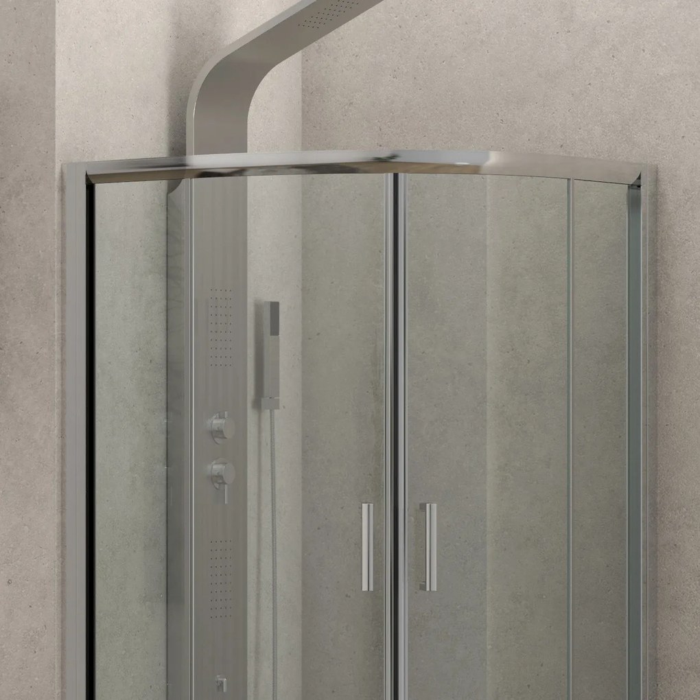 Box doccia 90x90cm semicircolare altezza 180cm vetro trasparente K400 - KAMALU