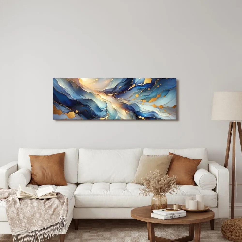 Quadro su tela – Flusso blu e dorato