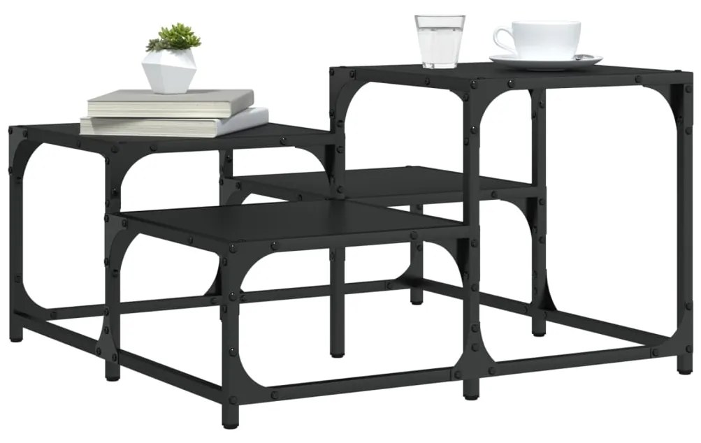 Tavolino Da Salotto Nero 68x68x40 Cm İn Legno Multistrato /