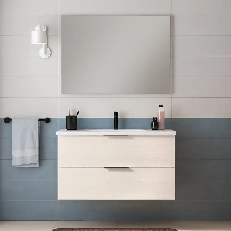 Mobile da bagno sospeso sotto lavabo L 90 x H 55 x P 45 cm bianco, 2 cassetti SENSEA Jnka