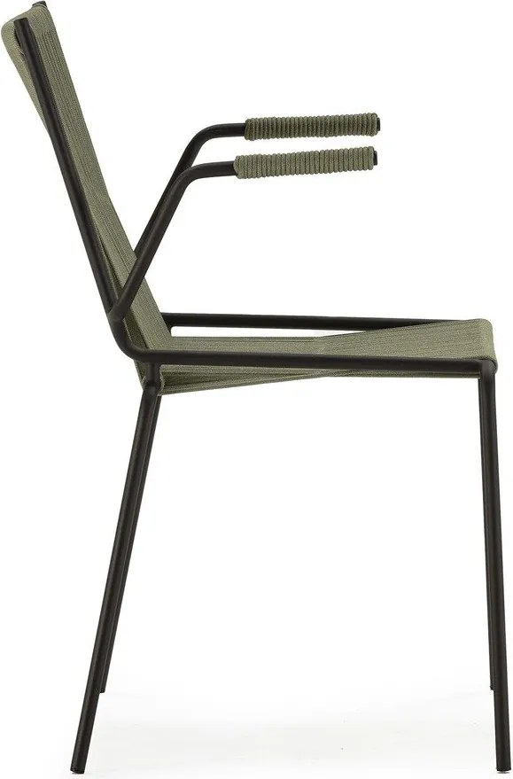 Sedie da pranzo in set verdi in metallo con braccioli/impilabili 2 pz Emily – Marckeric