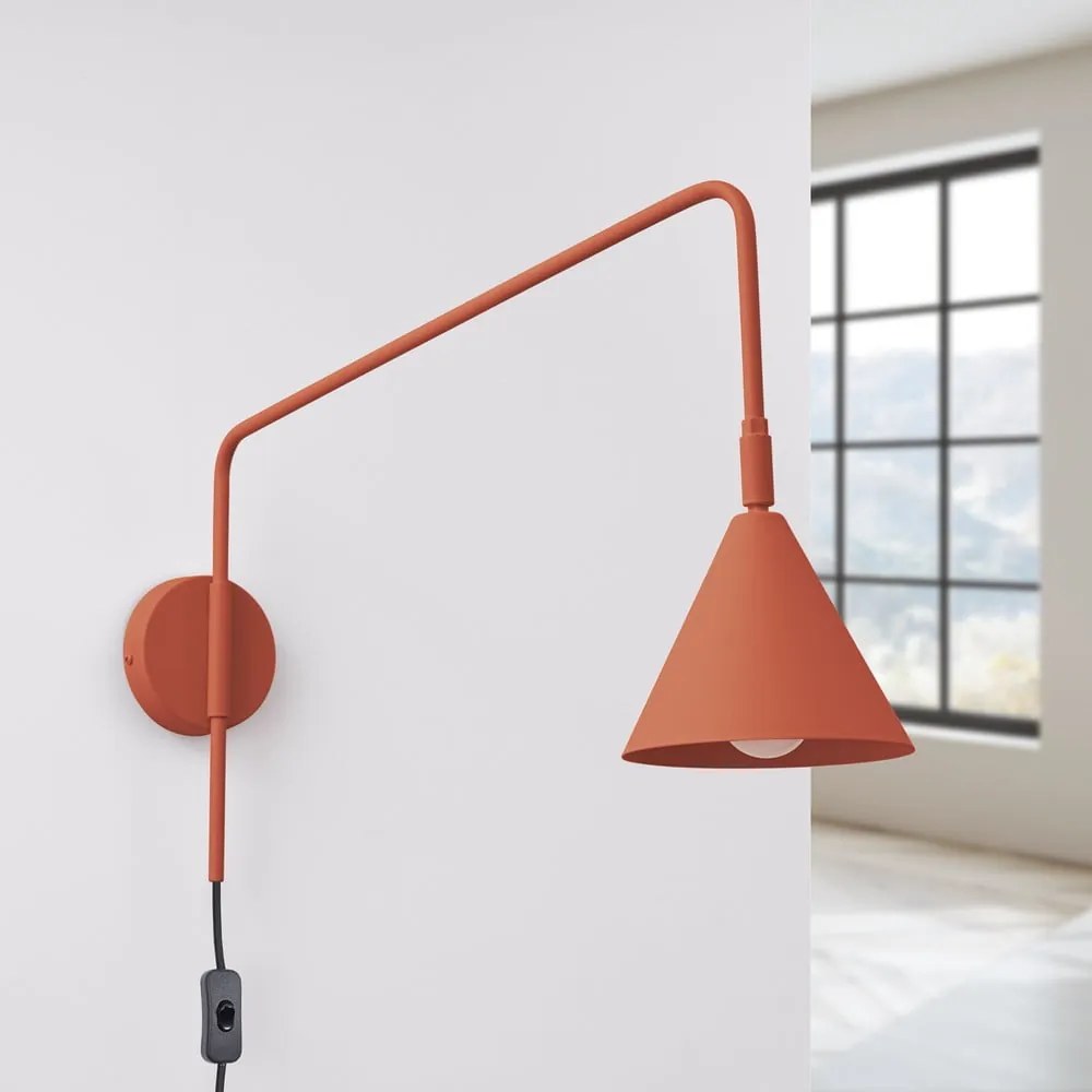 Lampada da parete color terracotta con alimentazione a corrente Zylo – Sollux