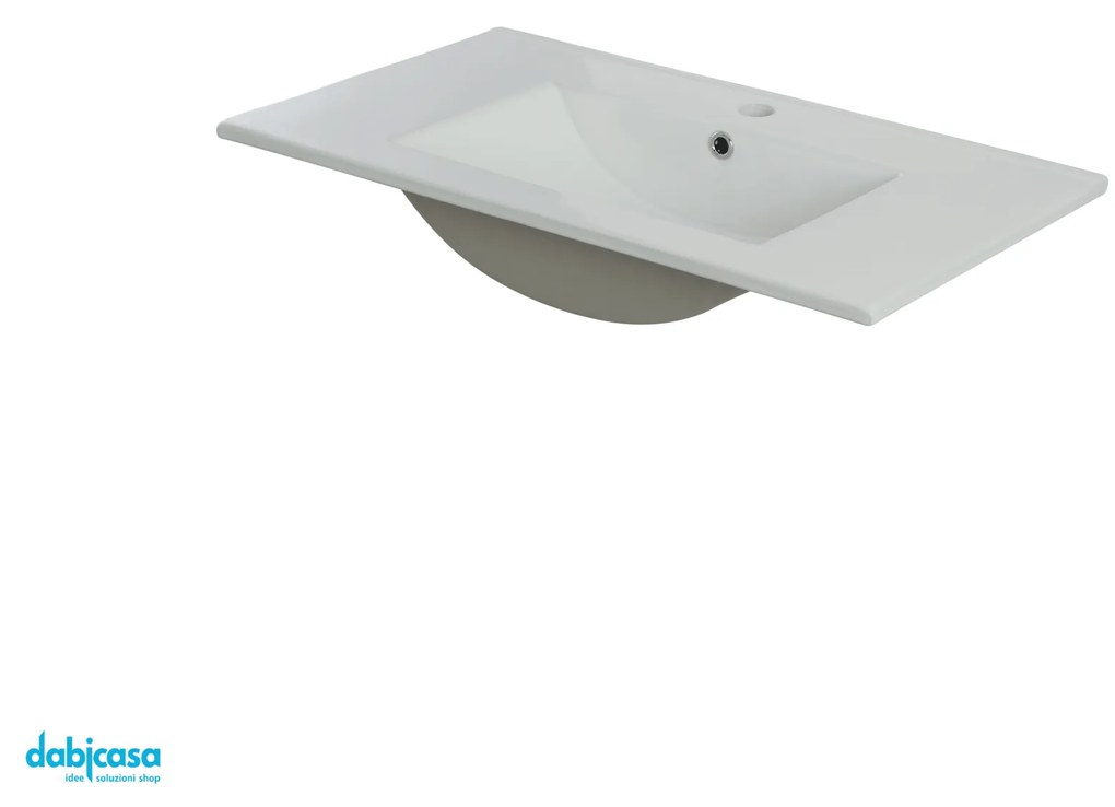 Lavabo Da Incasso "Cherry" In Ceramica 80x47 Finitura Bianco Lucido