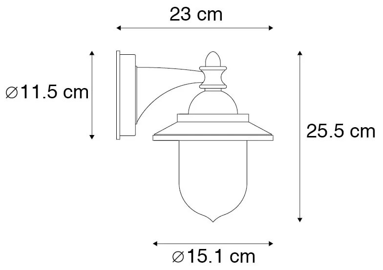 Lampada da parete per esterni classica nera IP44 - Oxford